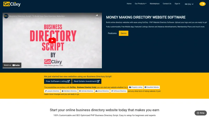 Homepage of GoClixy