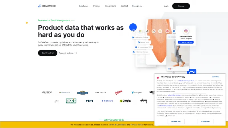 Homepage of GoDataFeed