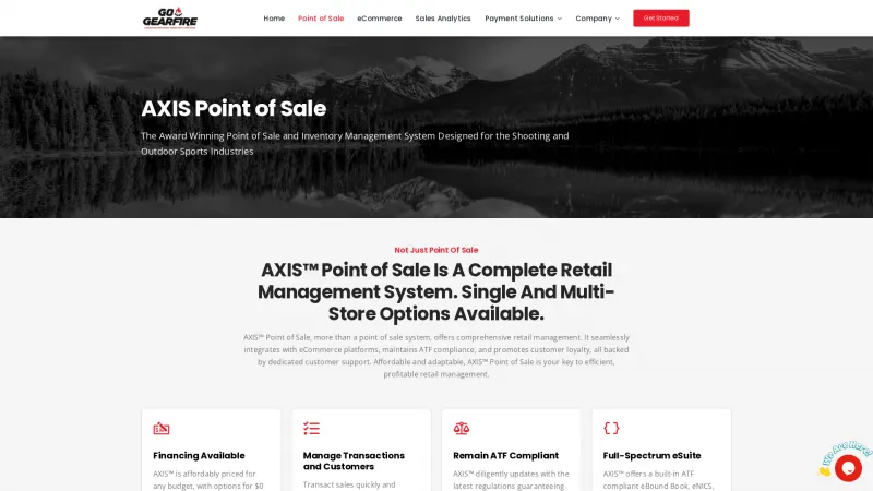 Homepage of AXIS Gun Store POS