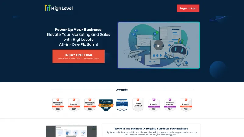 Homepage of HighLevel