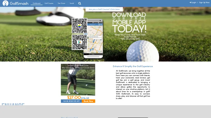 Homepage of Golfsmash