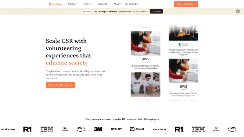 Homepage of Goodera Volunteer