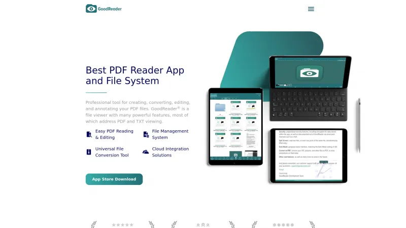 Homepage of GoodReader