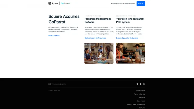 Homepage of GoParrot