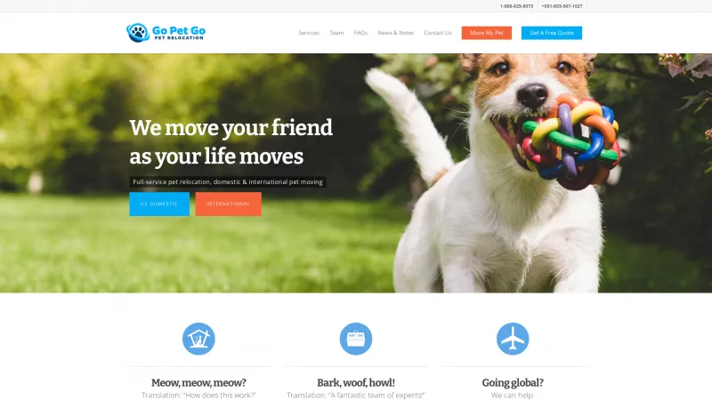 Homepage of Go Pet Go Software