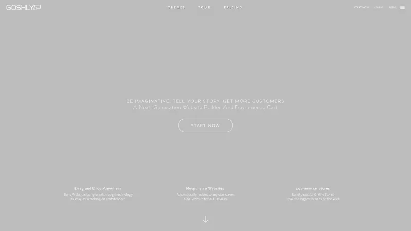 Homepage of Goshly Website Builder