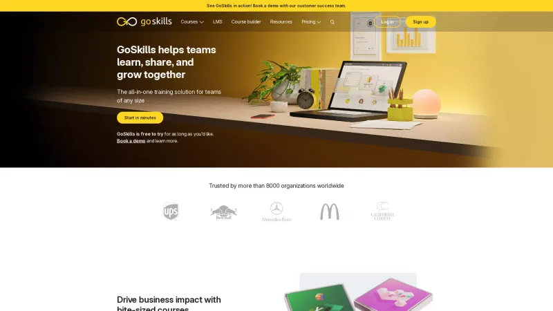 Homepage of GoSkills