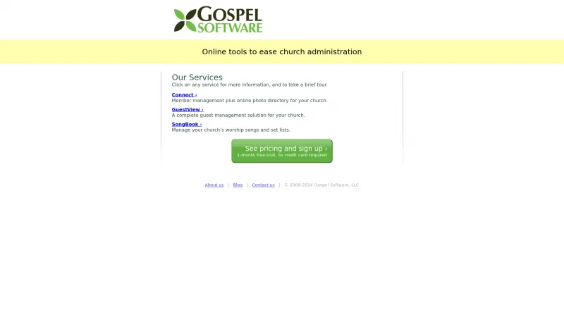 Homepage of Gospel Software