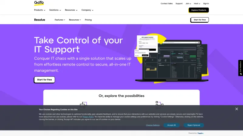 Homepage of GoTo Resolve