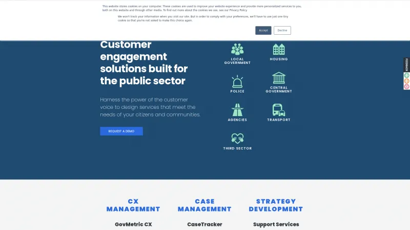 Homepage of GovMetric