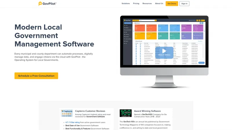 Homepage of GovPilot