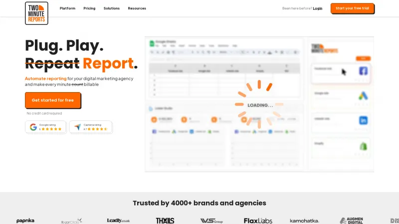 Homepage of Two Minute Reports