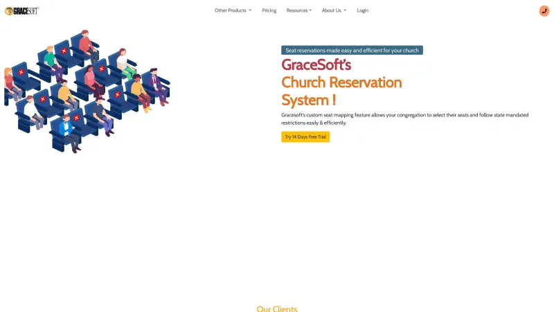 Homepage of GraceSoft Church Reservation System