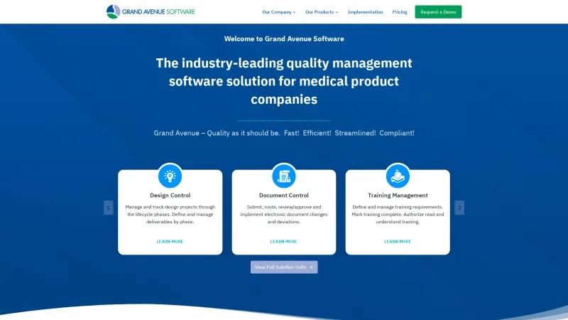 Homepage of Grand Avenue Software