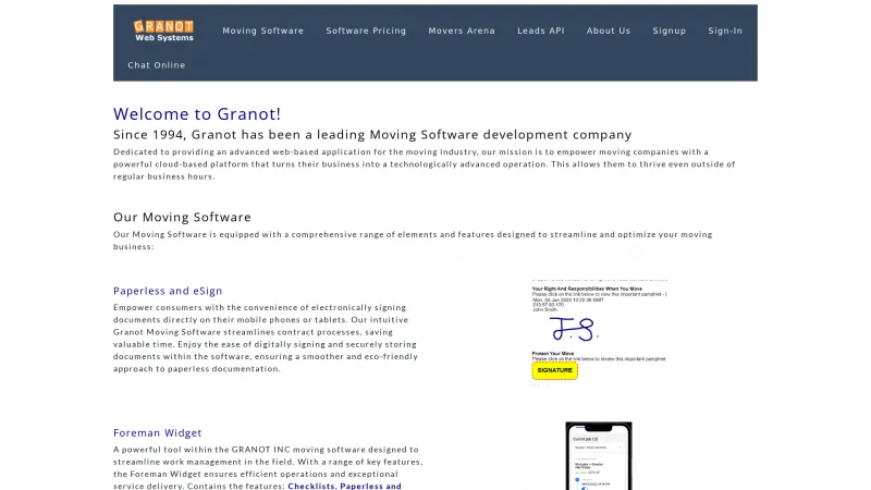 Homepage of Granot