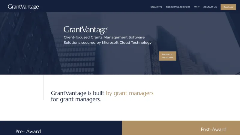 Homepage of GrantVantage