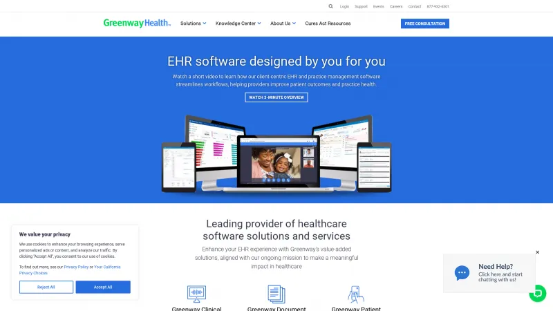 Homepage of Intergy EHR