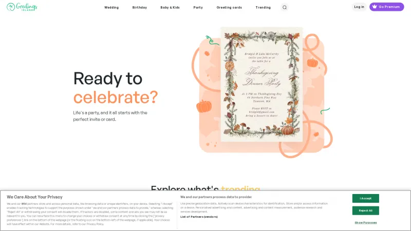 Homepage of Invitation Maker Studio