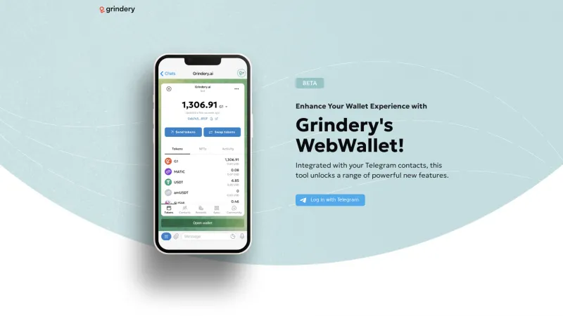 Homepage of Grindery