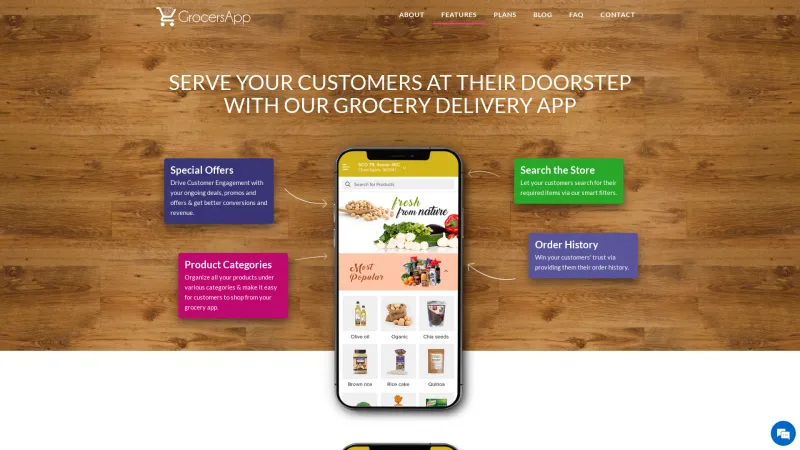 Homepage of GrocersApp