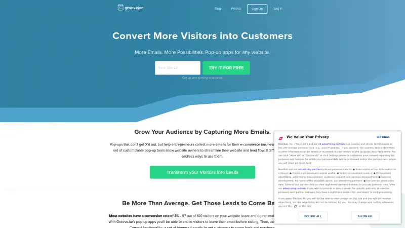 Homepage of GrooveJar