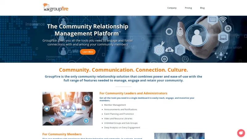 Homepage of GroupFire