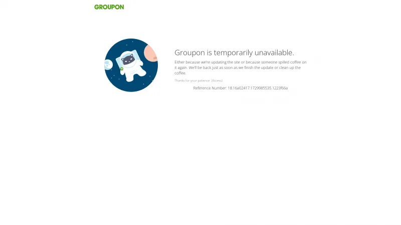 Homepage of Groupon