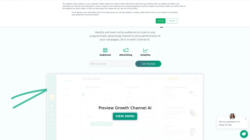 Homepage of Growth Channel AI