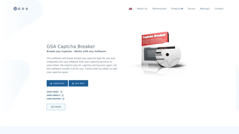 Homepage of GSA Captcha Breaker