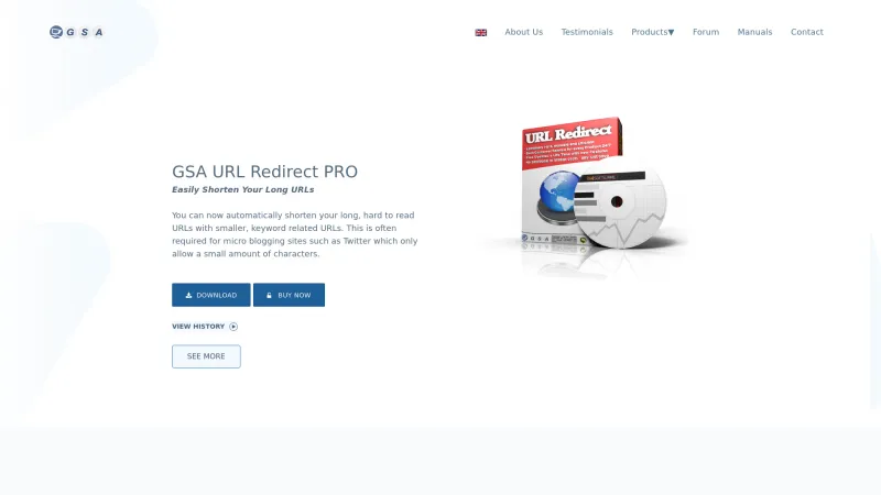 Homepage of URL Redirect PRO