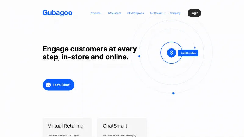 Homepage of Gubagoo