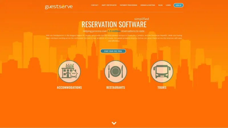 Homepage of GuestServe