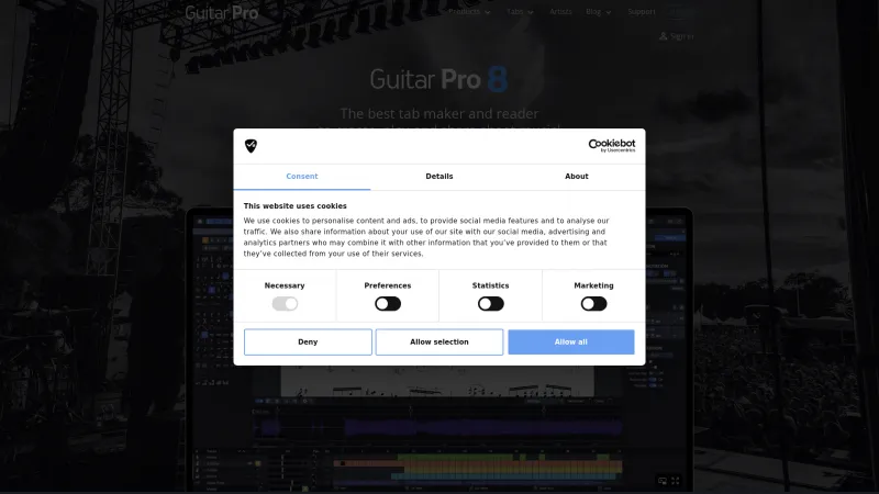 Homepage of Guitar Pro