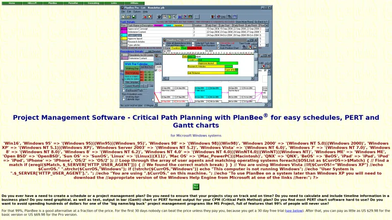 Homepage of PlanBee