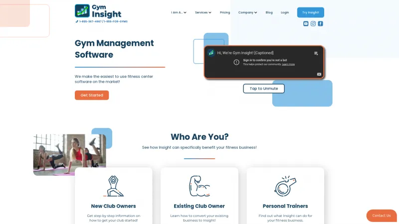 Homepage of Gym Insight