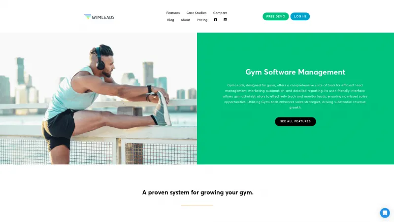 Homepage of GymLeads