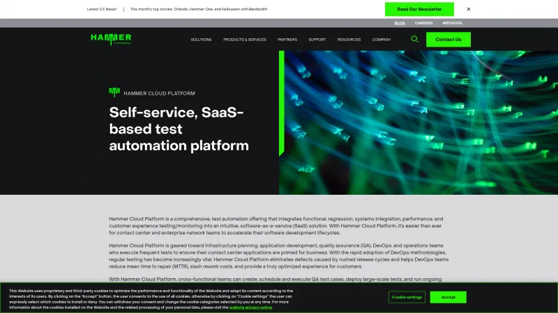 Homepage of Hammer Cloud Platform