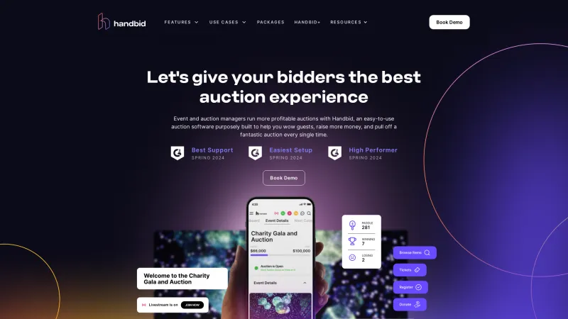 Homepage of Handbid