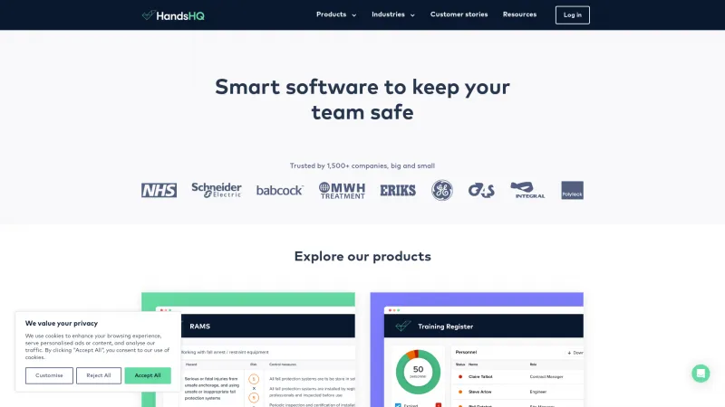 Homepage of HandsHQ