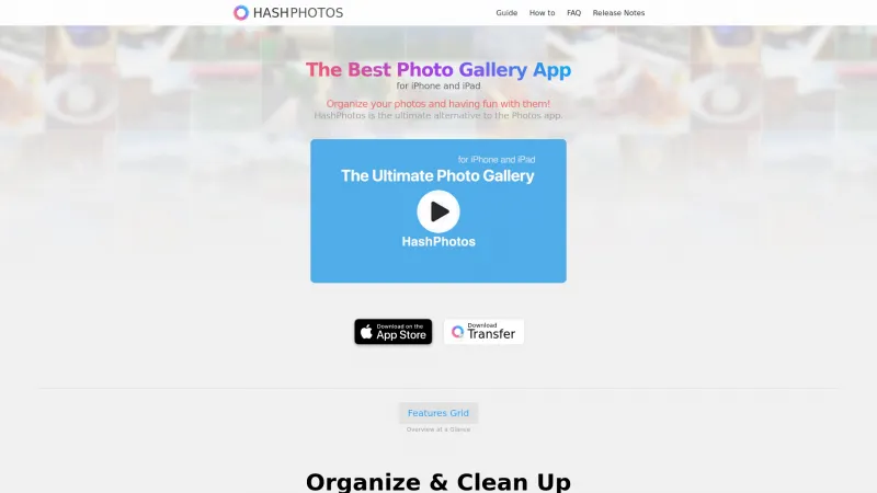 Homepage of HashPhotos