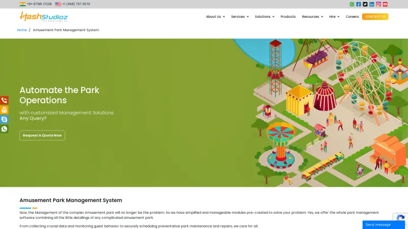 Homepage of HashStudioz Amusement Park Management