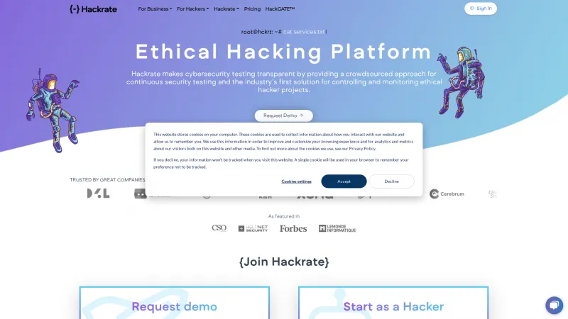 Homepage of Hackrate