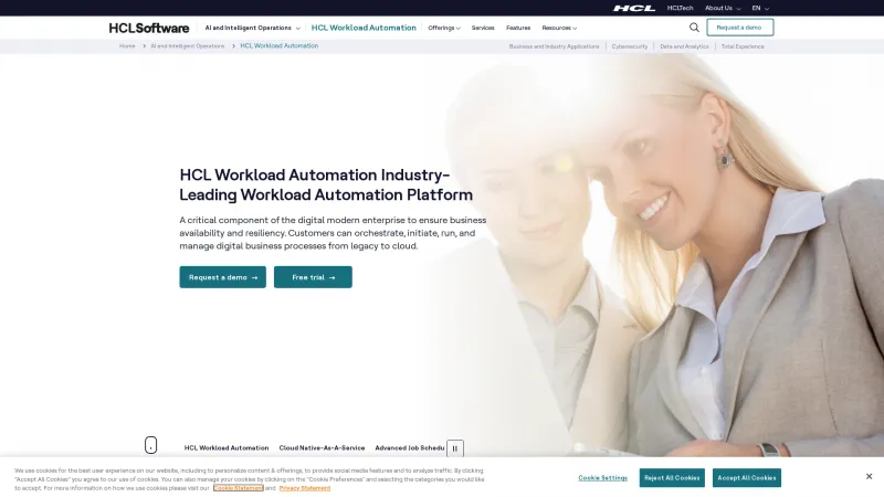 Homepage of HCL Workload Automation