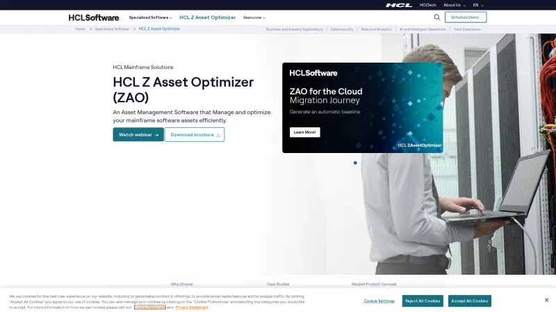 Homepage of HCL Z Asset Optimizer (ZAO)