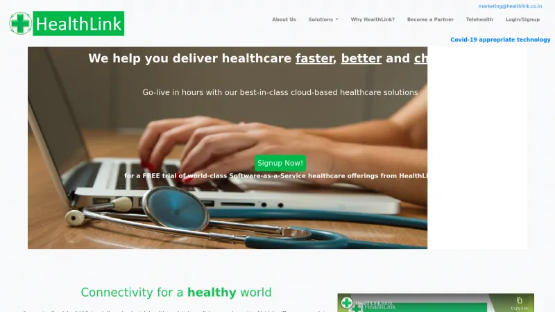 Homepage of HealthLink