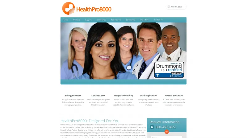 Homepage of HealthPro8000