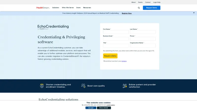 Homepage of EchoCredentialing