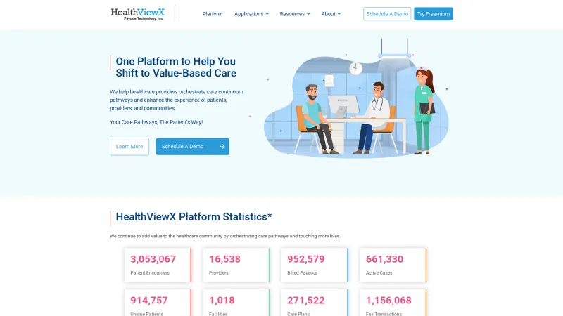 Homepage of HealthViewX