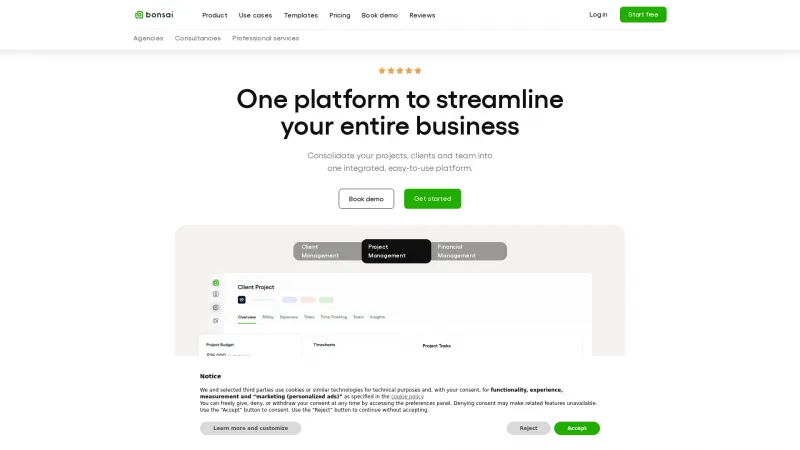 Homepage of Bonsai