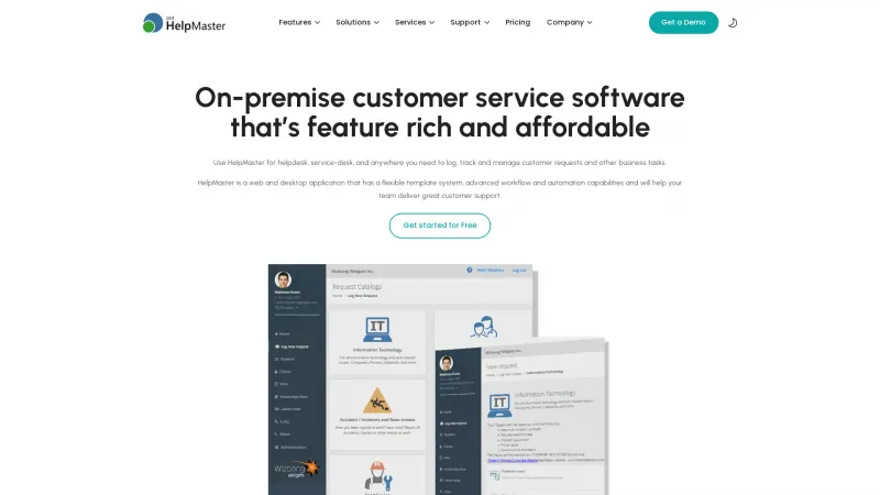 Homepage of HelpMaster